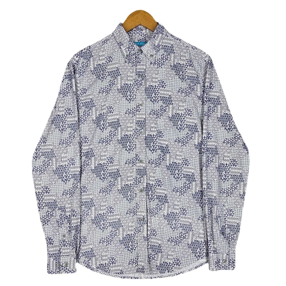 TORI RICHARD BUTTON‑UP SHIRT – MEN’S XS – BLUE/WHITE PATTERN – LONG SLEEVE